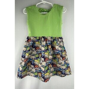 Rugrats Dress Size 3T Toddler Green Bow Sleeveless Casual Cute